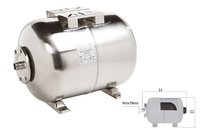 Membrantanks INOX aus Edelstahl 100l