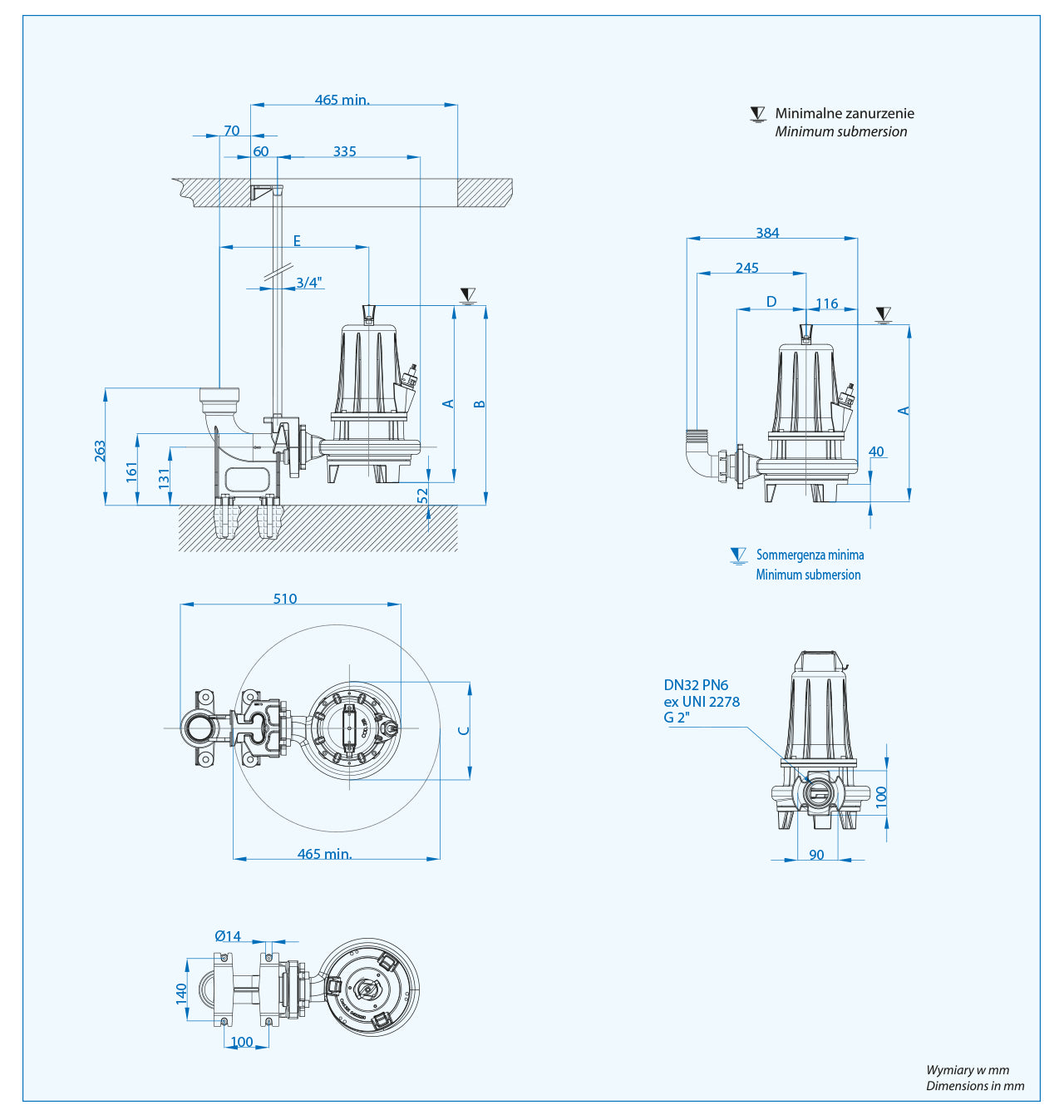 GX 50-2/150 m/g s (1,5 kW, 230 V) Pumpe mit axialem Shredder