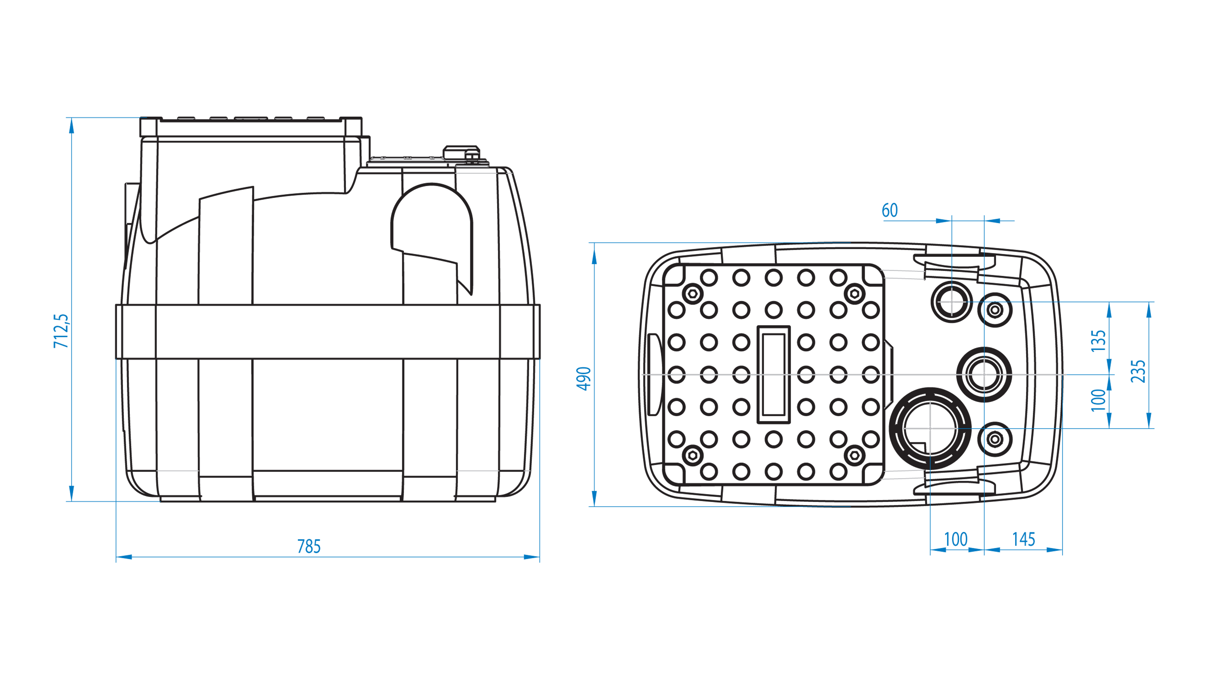 DRENO Box 200L A + E3.1 (Kopplung Fuß 2 ") - Ein interner Pumpstationstank